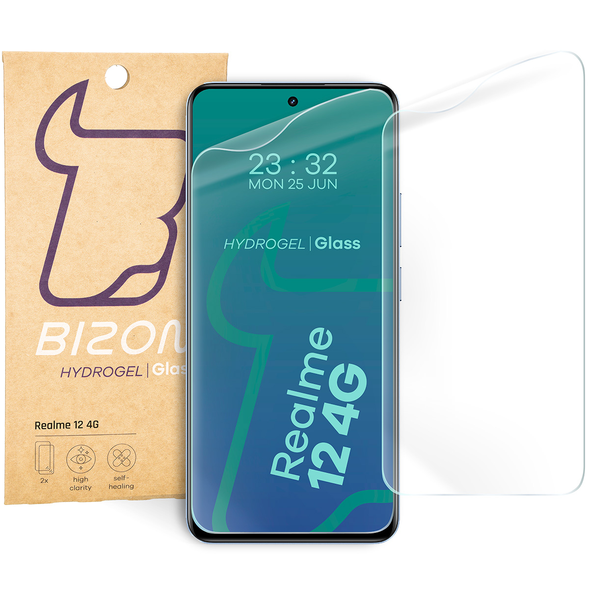 Folia hydrożelowa na ekran Bizon Film Hydrogel Front do Realme 12 4G, 2 sztuki
